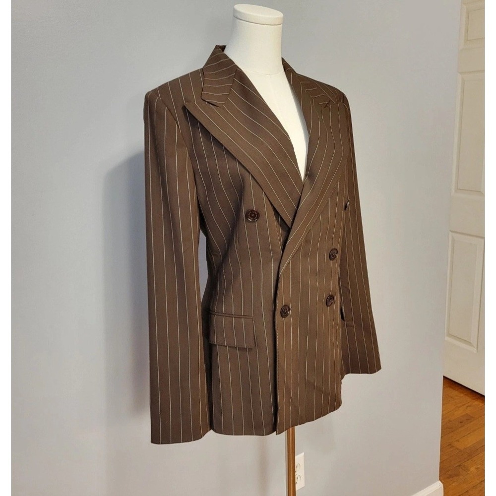 Ralph Lauren Purple Label Safford Pinstripe Wool Jacket Womens 16 Blazer $2,490